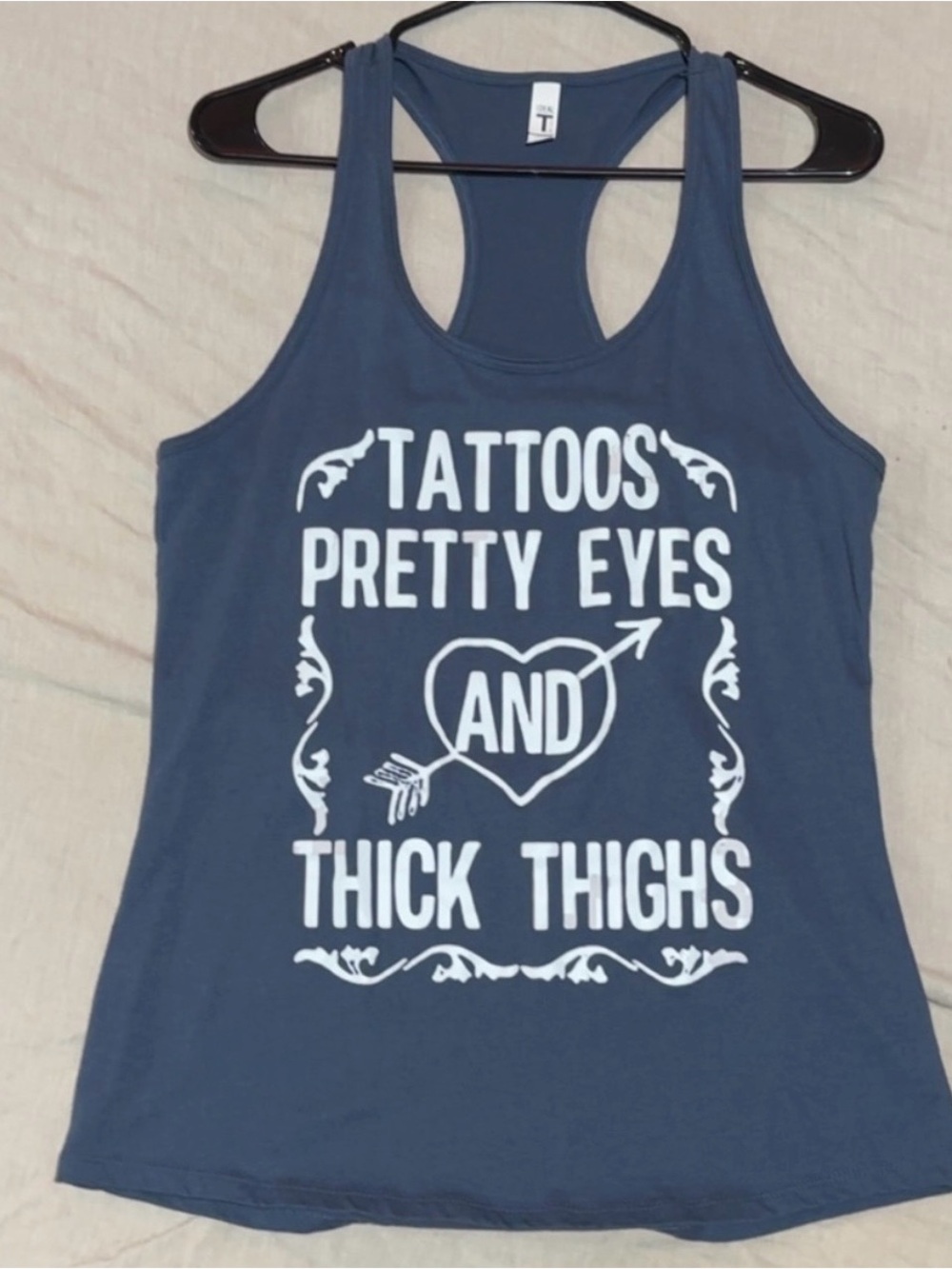 Women’s Navy Graphic Racerback Tank - Tattoos Pretty Eyes